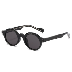 Vintage Round Sunglasses PC Lenses Thick Frame Wave Edge UV400 Protection Fashion Streetwear Unisex Eyewear
