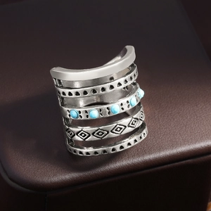 Vintage Bohemian Rings For Women Alloy Hollow Cross X Shape Geometric Rhinestone Fashion Finger Jewelry Accessory
