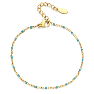Goldenes Gliederkette Armband mit türkisfarbenen Perlen und verstellbarem Verschluss
