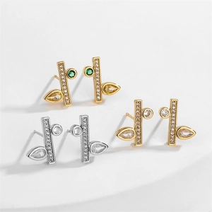 Boucles Oreilles Élégantes Cuivre Zircone Cubique Femmes Mode Goutte Eau Künstliche Perle Géométrique Tempérament Bijoux Accessoires