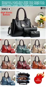 Detailed 3-piece set with large tote, crossbody bag and pouch in textured faux leather