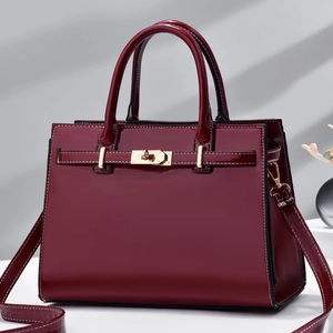 Sac À Main Pour Femmes En Cuir Verni Chic Brillant Anse Supérieure Sac À Bandoulière Avec Fermoir Doré