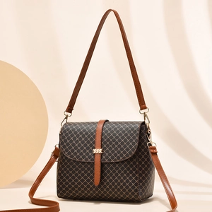 Borsa A Tracolla Vintage Da Donna Stampa Monogramma Pelle PU Patta Piccola Borsa A Mano Quadrata Fibbia Dorata