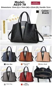 Vue détaillée des sacs cabas motif crocodile avec dimensions 33x10x22cm et compartiment
