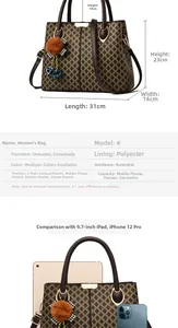 Guide des tailles de grand sac à main avec dimensions comparées à iPad et iPhone 12 Pro