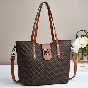 Borsa Tote Da Donna Con Stampa Geometrica In Pelle PU Grande Capacità Borsa A Mano Con Chiusura In Metallo E Colori A Contrasto