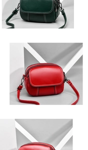 Detail view of lychee pattern PU leather bags with contrast stitching and metal hardware