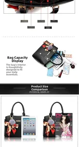 Vue détaillée de l'intérieur d'un grand sac cabas en cuir noir avec plusieurs compartiments
