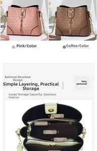 Détail de sacs bandoulière texturés rose et marron avec fermoir chat aimanté et glands