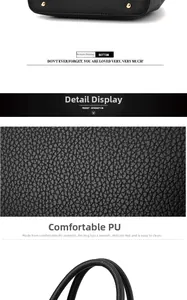 Dettaglio della texture in pelle PU nera e dei piedini protettivi dorati sulla borsa