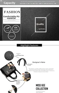 Détail du sac à main noir en cuir PU avec surpiqûres blanches et pompon décoratif