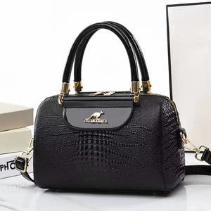 Damen Handtasche Mit Krokodilmuster Kunstleder Vintage Boston Schultertasche Mit Abnehmbarem Gurt Goldene Hardware