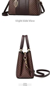 Vues détaillées du sac cabas imprimé avec pendentif feuille dorée et fermeture éclair