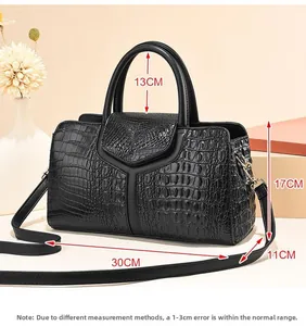 Detailed dimensions of black ostrich texture tote bag: 30cm length by 17cm height