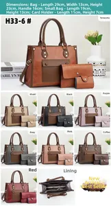 Detailed set of textured PU leather tote bags with metal accents and multiple compartments