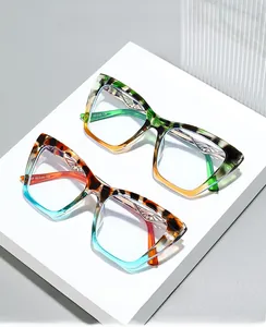 Detail of cat-eye anti-blue light glasses showing 53-20-146 size on gradient frames