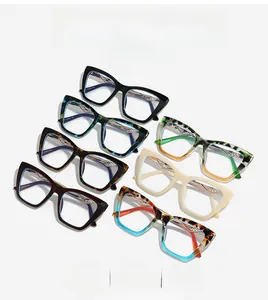 Detailed flat lay of oversized anti-blue light glasses in multiple fashion-forward colors