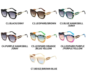 Cat eye sunglasses collection in black, tortoiseshell, and cream with gradient lenses