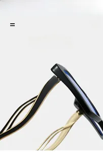 Detail view of durable metal hinges and super elastic temples on square eyeglasses