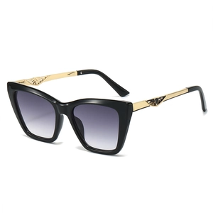 Cat Eye Sunglasses UV400 Protection PC Frame And Hollow Metal Temples Oversized Vintage Trendy Fashion Women Men