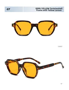 Front and 45-degree angle view of tortoiseshell sunglasses with yellow lenses