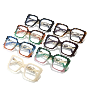 Modern square oversized glasses in multiple colors with sleek golden metal temples