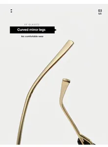 Detail of ergonomic curved metal temple arms on golden cat eye sunglasses
