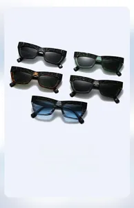 Detailed color show of square frame sunglasses with unique rock-textured temples in five colors