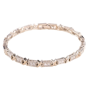 Silver-plated X-link tennis bracelet with cubic zirconia in a modern geometric style