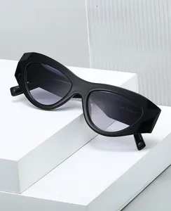 Detail view of thick black cat-eye sunglass frame with model number 5707 on the temple