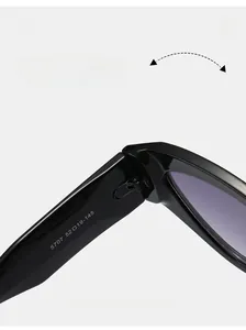 Detail shot of durable metal hinges and 5707 size markings on cat-eye sunglasses
