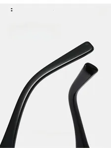 Close-up of sleek black curved temples with ergonomic arc design for sun glasses