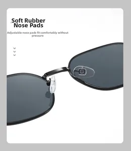 Vue détaillée des plaquettes de nez réglables en silicone sur lunettes de soleil