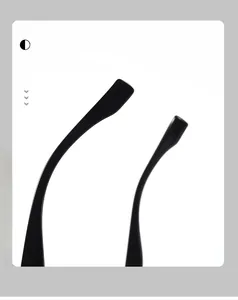 Détail des embouts de branches incurvés ergonomiques sur lunettes de soleil noires