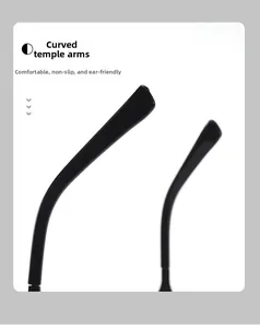 Detail of ergonomic curved black sunglasses temples designed for anti-slip comfort