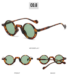 Detailed views of vintage round tortoise shell sunglasses with green lenses from multiple angles
