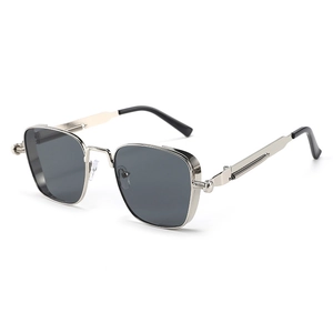 Square Sunglasses Metal Frame UV400 Protection Vintage Steampunk Industrial Style Mechanical Spring Temple Fashion Eyewear For Men Women