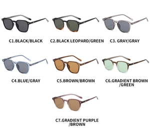 Collection de lunettes de soleil carrées avec 7 montures en résine aux couleurs dégradées