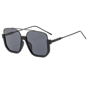 Lunettes De Soleil Carrées Surdimensionnées Mode Double Pont Rétro Protection UV400 Monture Métal PC Pour Hommes Femmes