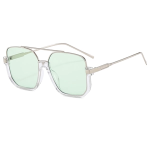 Lunettes de soleil oversize demi-cerclées avec verres vert menthe et double pont