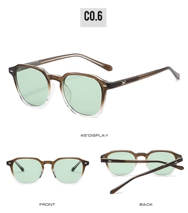 Mise en page trois vues de lunettes de soleil dégradées avec verres verts transparents
