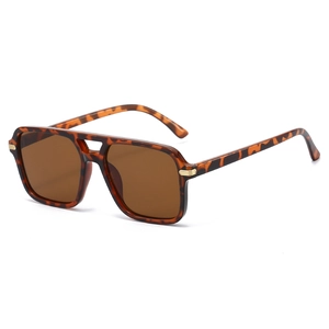 Vintage Square Frame Sunglasses Double Bridge UV400 Protection PC Frame AC Lens Lightweight Trendy Eyewear For Men Women