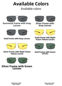 Sélection de couleurs pour lunettes de soleil rectangulaires en aluminium et magnésium
