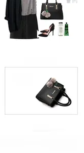 Sac à main chic en cuir PU noir avec poignée métallique et pompon en fourrure doux