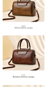 Detailed comparison of large crocodile pattern PU leather handbags in yellow and brown