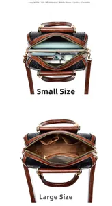 Internal view of contrast crocodile texture PU leather Boston bag showing large capacity