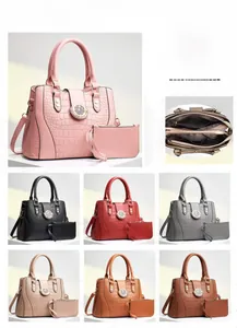 Detailed views of crocodile pattern faux leather tote bag with various color options