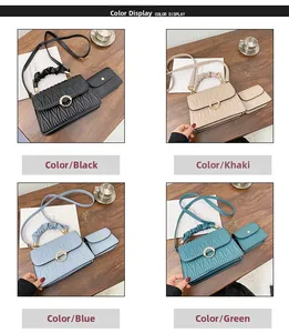 Sac bandoulière plissé pour femme avec boucle anneau perle en quatre couleurs élégantes
