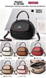 Detailed size specifications for the embossed leather crossbody bag with kangaroo logo