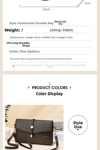 Détail du sac à main en cuir PU marron avec motif pierre et dimensions précises